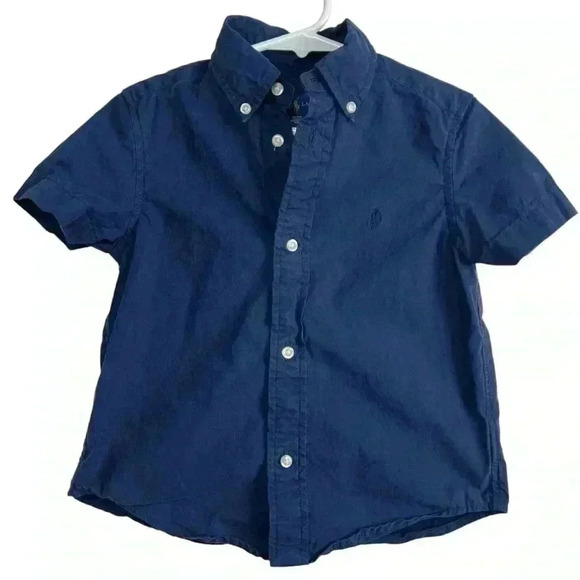 Polo Ralph Lauren Dark Blue Short Sleeve Button Down Shirt | Size 3/3T - Picture 1 of 3